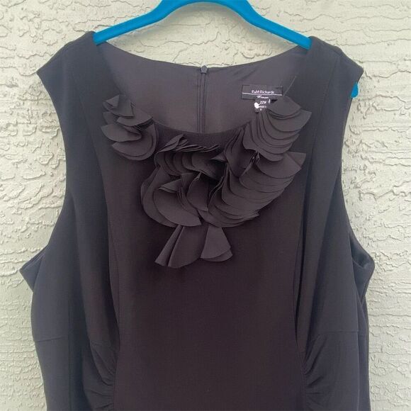 R&M Richards Women's Plus Size 22W Little Black Dress with Ruffle Detail - Picture 2 of 10